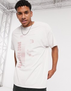 Футболка в стиле oversized светло-бежевого цвета New Look-Светло-бежевый