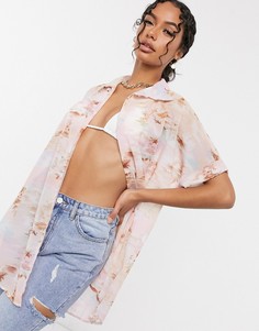 Пляжная рубашка в стиле oversized с гавайским принтом ASOS DESIGN-Мульти