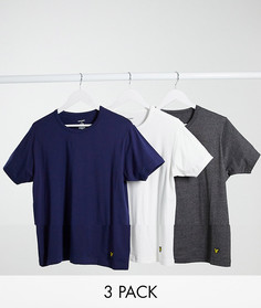 3 футболки для дома (белая/темно-серая/темно-синяя) Lyle & Scott-Мульти