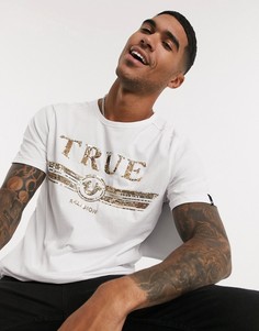 Футболка с круглым вырезом и пайетками True Religion-Белый