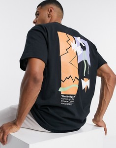 Черная футболка с принтом на спине Topman-Черный