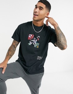 Черная футболка с графическим принтом Topman-Черный