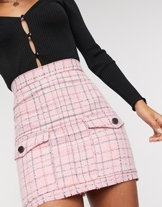 Розовая мини-юбка из букле ASOS DESIGN-Мульти