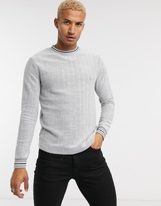 Лонгслив с узором "в елочку" и окантовкой ASOS DESIGN-Синий