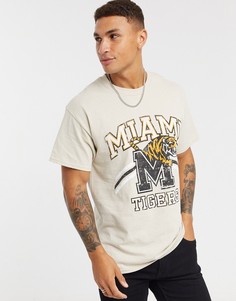 Футболка Topman песочного цвета с принтом varsity-Светло-бежевый