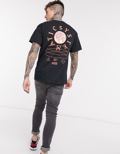 Черная футболка с принтом на спине Topman-Черный