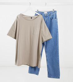 Футболка в стиле oversized с необработанной нижней кромкой ASOS DESIGN PLUS-Серый