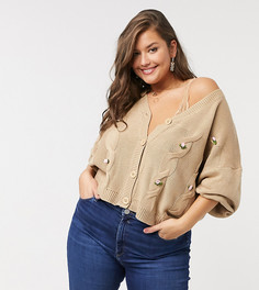 Кардиган в стиле oversized с бантом Daisy Street Plus-Бежевый