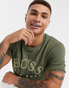 Футболка с круглым вырезом и логотипом BOSS Athleisure-Зеленый