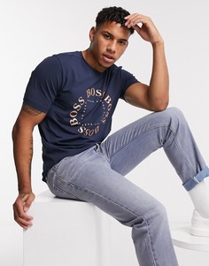 Футболка с круглым вырезом и логотипом BOSS Athleisure-Темно-синий
