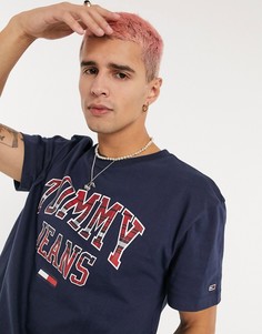 Темно-синяя футболка с логотипом Tommy Jeans-Темно-синий