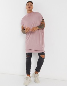Фиолетовая oversized-майка с высоким воротником ASOS DESIGN-Розовый