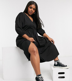Черное свободное платье миди ASOS DESIGN Curve-Черный