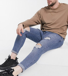 Рваные обтягивающие джинсы стретч в винтажном стиле ASOS DESIGN Plus-Синий