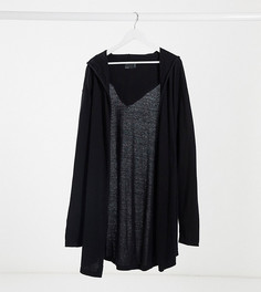 Черный кардиган с капюшоном и закругленным краем ASOS DESIGN Plus