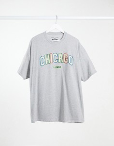 Серая футболка с принтом "chicago" New Look-Серый