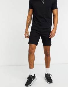 Черные джинсовые шорты узкого кроя ASOS DESIGN-Черный