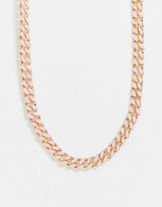Золотистое ожерелье с розовой/фиолетовой отделкой ASOS DESIGN-Золотой