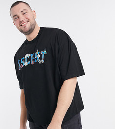 Черная oversized-футболка с принтом ASOS DESIGN Plus-Черный