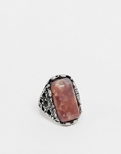 Серебристое массивное кольцо с полудрагоценным камнем ASOS DESIGN-Серебряный