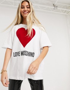 Белая футболка с логотипом Love Moschino-Белый
