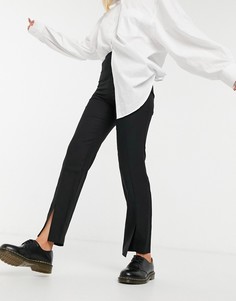 Черные узкие брюки с разрезом ASOS DESIGN-Черный