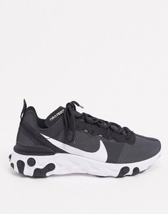 Черные кроссовки с белыми вставками Nike react element 55-Белый