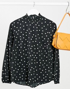 Черная блузка в горошек с высоким воротником New Look-Мульти