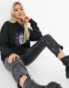 Худи в стиле oversized с принтом Daisy Street-Черный