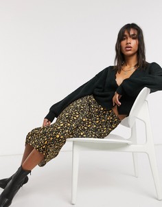 Юбка макси с плиссировкой и цветочным принтом ASOS DESIGN-Мульти