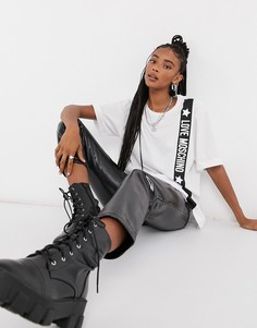 Белая футболка с логотипом и полоской Love Moschino-Белый