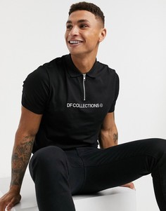 Поло с молнией и логотипом ASOS Dark Future-Черный