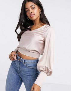 Розовато-лиловый лонгслив со свободным воротом ASOS DESIGN-Фиолетовый