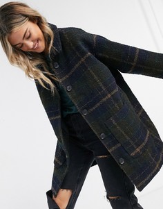 Черная куртка oversized в клетку Monki-Черный
