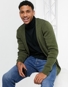 Кардиган цвета хаки в рубчик ASOS DESIGN-Зеленый