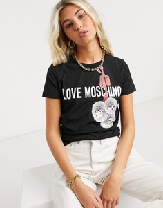 Черная футболка с принтом помпонов Love Moschino-Черный