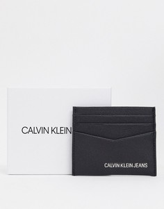 Черная кожаная кредитница Calvin Klein Jeans-Черный