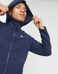 Худи темно-синего цвета из флиса на молнии Nike Tech-Черный