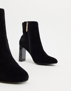 Черные замшевые ботинки на каблуке River Island-Черный