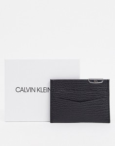 Черный кошелек для карт с серебристым логотипом Calvin Kelin Jeans