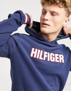 Повседневное худи с логотипом на груди Tommy Hilfiger-Темно-синий