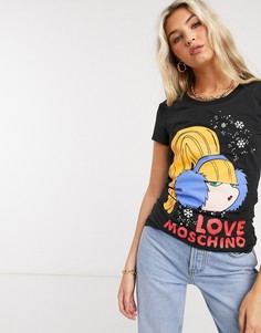 Черная футболка с логотипом и принтом Love Moschino-Черный