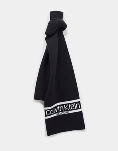 Черный шарф с логотипом Calvin Klein