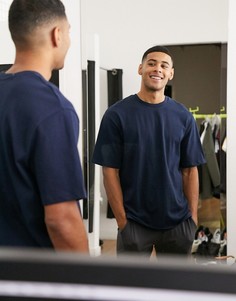 Темно-синяя oversized-футболка Selected Homme-Темно-синий