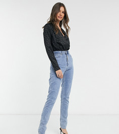 Черное атласное боди с запахом New Look Tall-Черный