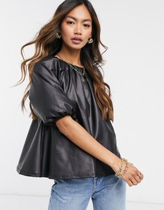 Черный топ-трапеция из полиуретана ASOS DESIGN