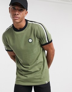 Футболка цвета хаки с окантовкой Pretty Green-Зеленый