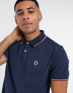 Темно-синее поло из пике с окантовкой и логотипом Pretty Green-Темно-синий