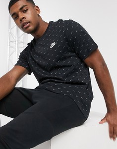 Черная/серая футболка с логотипом-галочкой Nike-Черный