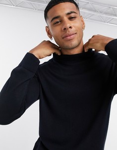 Темно-синий джемпер с высоким воротником River Island